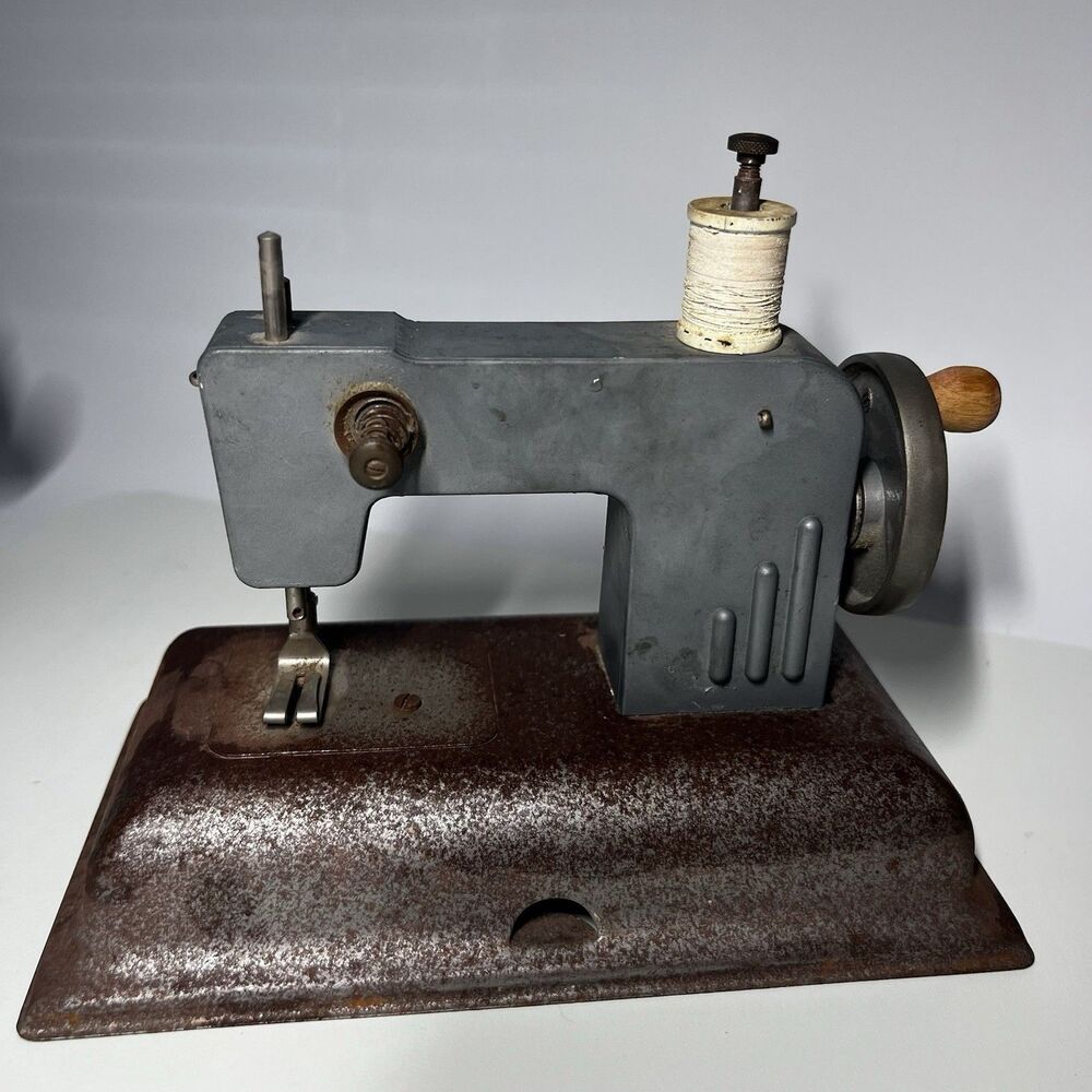 Vintage Metal Child Sewing Machine Toy Non-Working Industrial Rustic Decor 7.5"